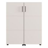 Scarpiera Bianco Crema 9 Ripiani 2 Ante 92x33x113h cm, Ante con Doppia Capienza, Apertura con Ruote - Ystad