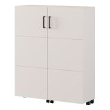 Scarpiera Bianco Crema 9 Ripiani 2 Ante 92x33x113h cm, Ante con Doppia Capienza, Apertura con Ruote - Ystad