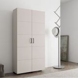 Scarpiera Bianco Crema Nero 15 Ripiani 2 Ante 92x33x185h cm, Ante con Doppia Capienza, Apertura con Ruote - Bled