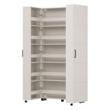 Scarpiera Bianco Crema Nero 15 Ripiani 2 Ante 92x33x185h cm, Ante con Doppia Capienza, Apertura con Ruote - Bled