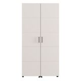 Scarpiera Bianco Crema Nero 15 Ripiani 2 Ante 92x33x185h cm, Ante con Doppia Capienza, Apertura con Ruote - Bled
