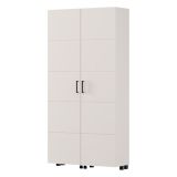 Scarpiera Bianco Crema Nero 15 Ripiani 2 Ante 92x33x185h cm, Ante con Doppia Capienza, Apertura con Ruote - Bled