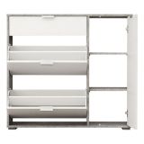 Scarpiera Bianco Grigio Cemento un Cassetto 12 Paia 102x33x94.5h cm, 2 Ripiani - Fabriano