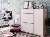 Scarpiera Bianco Grigio Cemento un Cassetto 12 Paia 102x33x94.5h cm, 2 Ripiani - Fabriano