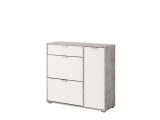 Scarpiera Bianco Grigio Cemento un Cassetto 12 Paia 102x33x94.5h cm, 2 Ripiani - Fabriano
