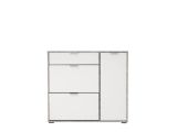 Scarpiera Bianco Grigio Cemento un Cassetto 12 Paia 102x33x94.5h cm, 2 Ripiani - Fabriano