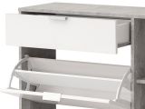 Scarpiera Bianco Grigio Cemento un Cassetto 12 Paia 102x33x94.5h cm, 2 Ripiani - Fabriano