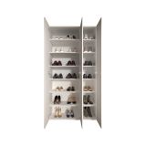 Scarpiera Bianco Lucido 12 Ripiani 28 Paia 95x35x186h cm, 14 Vani - Pertiche