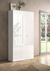 Scarpiera Bianco Lucido 12 Ripiani 28 Paia 95x35x186h cm, 14 Vani - Pertiche
