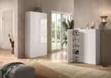 Scarpiera Bianco Lucido 12 Ripiani 28 Paia 95x35x186h cm, 14 Vani - Pertiche