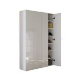 Scarpiera Bianco Lucido 12 Ripiani 42 Paia 126x35x186h cm, 14 Vani - Spessa