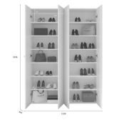 Scarpiera Bianco Lucido 12 Ripiani 42 Paia 126x35x186h cm, 14 Vani - Spessa