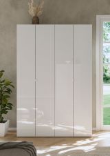 Scarpiera Bianco Lucido 12 Ripiani 42 Paia 126x35x186h cm, 14 Vani - Spessa