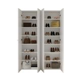 Scarpiera Bianco Lucido 12 Ripiani 42 Paia 126x35x186h cm, 14 Vani - Spessa