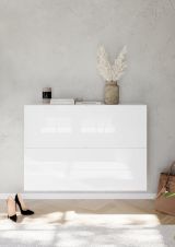 Scarpiera Bianco Lucido 20 Paia 2 Ante 110x25x75h cm, Anta a Ribalta - Lovero