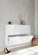 Scarpiera Bianco Lucido 20 Paia 2 Ante 110x25x75h cm, Anta a Ribalta - Lovero