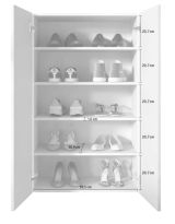 Scarpiera Bianco Lucido 4 Ripiani 15 Paia 63x35x116h cm, 5 Vani - Rodengo