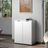 Scarpiera Bianco Lucido 5 Ripiani 20 Paia 72.5x36x86h cm, 6 Vani - Angitola