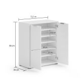 Scarpiera Bianco Lucido 5 Ripiani 20 Paia 72.5x36x86h cm, 6 Vani - Angitola