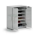Scarpiera Bianco Lucido 5 Ripiani 20 Paia 72.5x36x86h cm, 6 Vani - Angitola