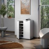 Scarpiera Bianco Lucido 5 Ripiani 20 Paia 72.5x36x86h cm, 6 Vani - Angitola