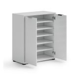 Scarpiera Bianco Lucido 5 Ripiani 20 Paia 72.5x36x86h cm, 6 Vani - Angitola