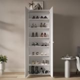 Scarpiera Bianco Lucido 6 Ripiani 21 Paia 63x35x186h cm, 7 Vani - Genuri
