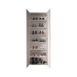 Scarpiera Bianco Lucido 6 Ripiani 21 Paia 63x35x186h cm, 7 Vani - Genuri