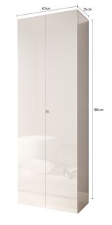 Scarpiera Bianco Lucido 6 Ripiani 21 Paia 63x35x186h cm, 7 Vani - Genuri