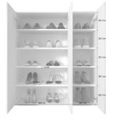 Scarpiera Bianco Lucido 8 Ripiani 25 Paia 95x35x116h cm, 10 Vani - Lauro