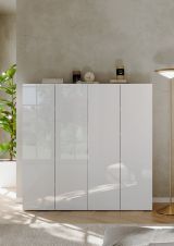 Scarpiera Bianco Lucido 8 Ripiani 30 Paia 126x35x116h cm, 10 Vani - Cono