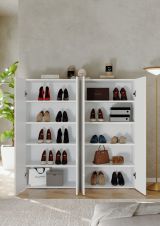 Scarpiera Bianco Lucido 8 Ripiani 30 Paia 126x35x116h cm, 10 Vani - Cono