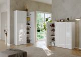 Scarpiera Bianco Lucido 8 Ripiani 30 Paia 126x35x116h cm, 10 Vani - Cono