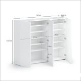 Scarpiera Bianco Lucido Grigio 10 Ripiani 28 Paia 145x34x115h cm, 12 Vani - Caresan