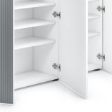Scarpiera Bianco Lucido Grigio 10 Ripiani 28 Paia 145x34x115h cm, 12 Vani - Caresan