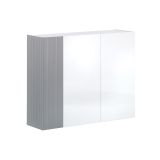 Scarpiera Bianco Lucido Grigio 10 Ripiani 28 Paia 145x34x115h cm, 12 Vani - Caresana
