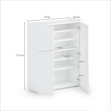 Scarpiera Bianco Lucido Grigio 5 Ripiani 20 Paia 87x34x115h cm, 6 Vani - Caresan