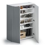 Scarpiera Bianco Lucido Grigio 5 Ripiani 20 Paia 87x34x115h cm, 6 Vani - Caresan