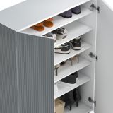 Scarpiera Bianco Lucido Grigio 5 Ripiani 20 Paia 87x34x115h cm, 6 Vani - Caresan