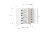 Scarpiera Bianco Lucido Marrone Rovere 10 Ripiani 24 Paia 120x34x115h cm, 3 Ante - Palasio