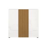 Scarpiera Bianco Lucido Marrone Rovere 10 Ripiani 24 Paia 120x34x115h cm, 3 Ante - Palasio