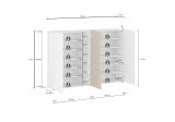 Scarpiera Bianco Lucido Marrone Rovere 10 Ripiani 40 Paia 160x34x115h cm, 4 Ante - Palasio