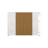Scarpiera Bianco Lucido Marrone Rovere 10 Ripiani 40 Paia 160x34x115h cm, 4 Ante - Palasio