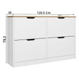 Scarpiera Bianco Marrone Rovere 4 Ripiani 12 Paia 121x30x79h cm, 4 Ante - Invorio