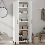 Scarpiera Bianco Nero 5 Ripiani 2 Ante 67.5x35x195h cm, kit Fissaggio a Muro Incluso - Ciminna