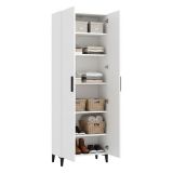 Scarpiera Bianco Nero 5 Ripiani 2 Ante 67.5x35x195h cm, kit Fissaggio a Muro Incluso - Ciminna