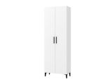 Scarpiera Bianco Nero 5 Ripiani 2 Ante 67.5x35x195h cm, kit Fissaggio a Muro Incluso - Ciminna