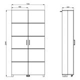 Scarpiera Bianco Opaco 15 Ripiani 2 Ante 92x33x185h cm, Ante con Doppia Capienza, Apertura con Ruote - Bled