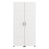 Scarpiera Bianco Opaco 15 Ripiani 2 Ante 92x33x185h cm, Ante con Doppia Capienza, Apertura con Ruote - Bled