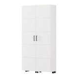 Scarpiera Bianco Opaco 15 Ripiani 2 Ante 92x33x185h cm, Ante con Doppia Capienza, Apertura con Ruote - Bled